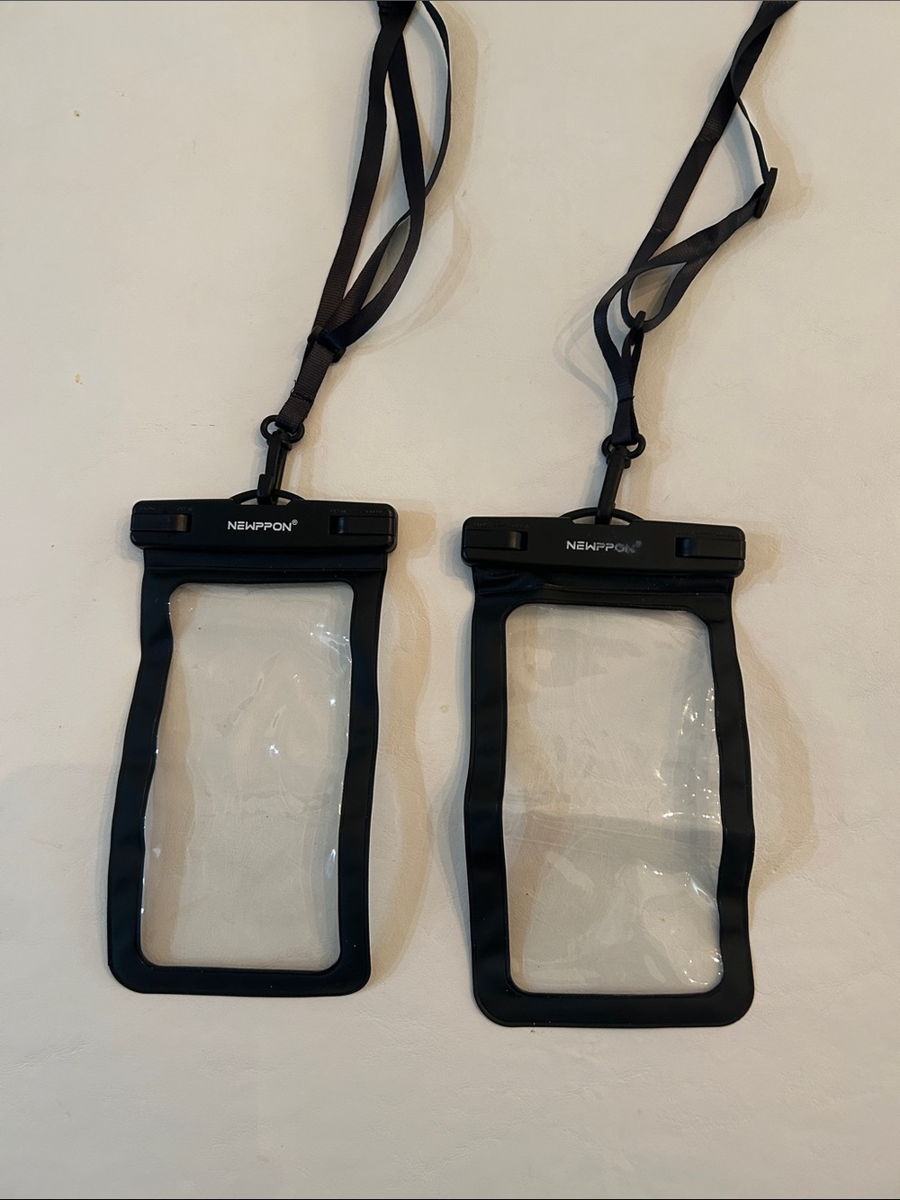 Black Waterproof Phone Pouch with Lanyard - Clear Front